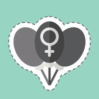 Sticker line cut Ballon. related to Feminism symbol. design editable vector
