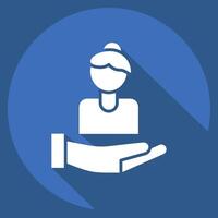 Icon Caring For Women. related to Feminism symbol. long shadow style. design editable vector