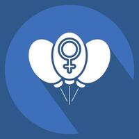 Icon Ballon. related to Feminism symbol. long shadow style. design editable vector