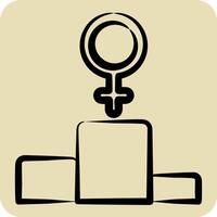 Icon First Position. related to Feminism symbol. hand drawn style. design editable vector