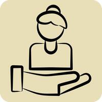 Icon Caring For Women. related to Feminism symbol. hand drawn style. design editable vector