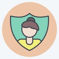 Icon Woman Safety. related to Feminism symbol. color mate style. design editable vector