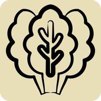 Icon Kale. related to Fruits and Vegetables symbol. hand drawn style. editable vector