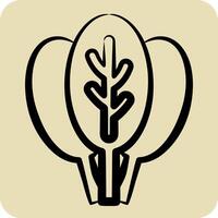 Icon Spinach. related to Fruits and Vegetables symbol. hand drawn style. editable vector