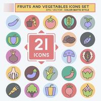 Icon Set Fruits and Vegetables. related to Education symbol. color mate style. editable vector