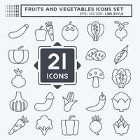 Icon Set Fruits and Vegetables. related to Education symbol. line style. editable vector
