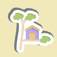 Sticker Tree House. related to House symbol. design editable vector