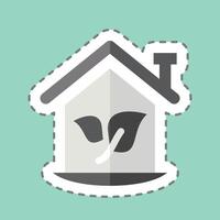 Sticker line cut Eco House. related to House symbol. design editable vector