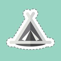 Sticker line cut Camping Tent. related to House symbol. design editable vector
