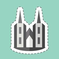 Sticker line cut Cathedral. related to House symbol. design editable vector