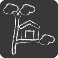 Icon Tree House. related to House symbol. chalk Style. design editable vector