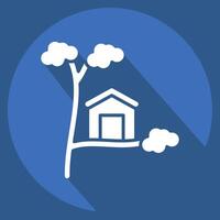 Icon Tree House. related to House symbol. long shadow style. design editable vector