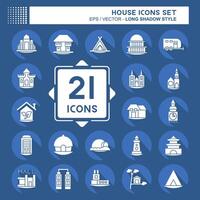 Icon Set House. related to Education symbol. long shadow style. design editable vector