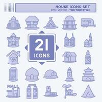 Icon Set House. related to Education symbol. two tone style. design editable vector
