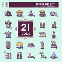 Icon Set House. related to Education symbol. MBE style. design editable vector