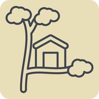 Icon Tree House. related to House symbol. hand drawn style. design editable vector
