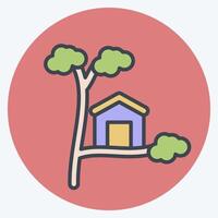 Icon Tree House. related to House symbol. color mate style. design editable vector
