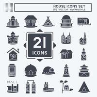 Icon Set House. related to Education symbol. glyph style. design editable vector