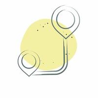 Icon Route Path. related to Location symbol. Color Spot Style. design editable vector