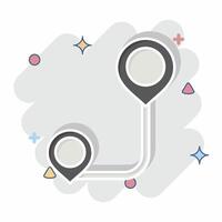Icon Route Path. related to Location symbol. comic style. design editable vector