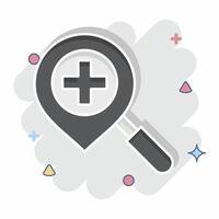 Icon Location Search. related to Location symbol. comic style. design editable vector
