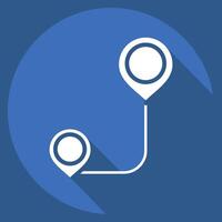 Icon Route Path. related to Location symbol. long shadow style. design editable vector