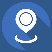 Icon Current Location 2. related to Location symbol. long shadow style. design editable vector