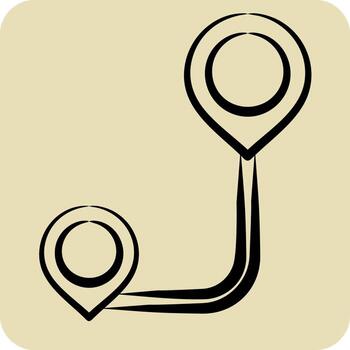 Icon Route Path. related to Location symbol. hand drawn style. design editable vector