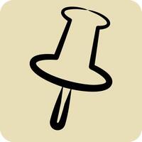 Icon Pin. related to Location symbol. hand drawn style. design editable vector