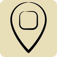 Icon Location Pin 2. related to Location symbol. hand drawn style. design editable vector