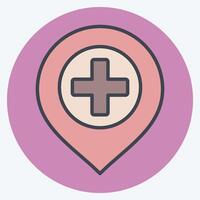 Icon Hospital. related to Location symbol. color mate style. design editable vector