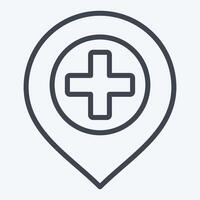 Icon Hospital. related to Location symbol. line style. design editable vector