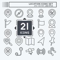 Icon Set Location. related to Holiday symbol. line style. design editable vector