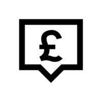 pound currency symbol in speech bubble square shape for icon, pound money for app symbol isolated on white, currency digital pound icon for a financial concepts vector