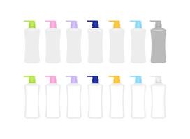 mock-up bottle plastic packaging isolated on white, bottle collection of cosmetic container design, template blank bottle for label graphic, empty bottle for lotion, shampoo, cream or soap gel product vector