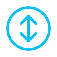arrow line pointer up and down in circle blue isolated on white, arrow in circular strokes for direction, arrows button simple, line arrow symbol in circle for ui app, arrowhead symbol for interface vector