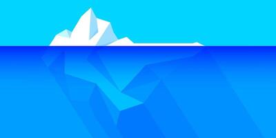 iceberg floating on water and underwater part, iceberg in ocean for symbol climate change, big iceberg in arctic for environment and ecology concept, iceberg polar for flat infographics global warming vector