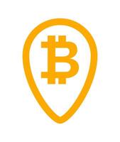 bitcoin currency symbol in orange pin point for icon, cryptocurrency bitcoin money for app symbol, simple flat bitcoin money, currency digital bitcoin coin for financial concept, isolated on white vector