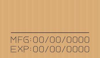 expired date type on corrugated cardboard brown, expire font on carton box, expiration type detail stamp numbers for best before, number expired of product quality, packaging information use by vector