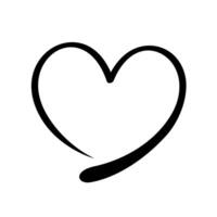 heart shape doodle black line isolated on white, frame heart shape art line sketch brush for valentine, heart shape sign with hand drawn for element icon love card, draw line heart shape simple black vector