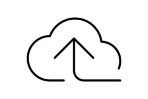 cloud and arrow symbol for icon with line thin, simple line arrow up cloud, icons add data to cloud for ui ux website or mobile application, cloud logo for upload download, element of storage network vector