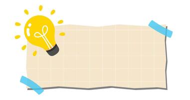 light bulb for idea creative symbol on paper banner background, creative ideas banner for topic article or scribble text, news headlines paper for copy space vector