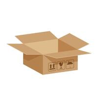 open crate boxes 3d, cardboard box brown, flat style cardboard parcel boxes empty, packaging cargo open, isometric boxes brown, packaging box open brown, carton box isolated on white background vector