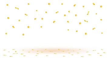 golden foil confetti floating on white background and copy space, confetti ribbon gold flying for decoration party backdrop, golden confetti falling from top isolated on white, confetti for surprise vector