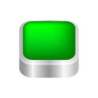 button square shape green for buttons games play isolated on white, green modern 3d buttons simple and convex, square button green flat style icon sign for applications, button square vector