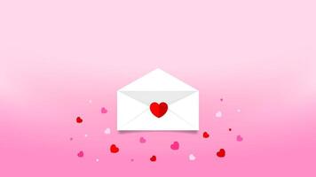 envelope white and cute heart shape many on pink background, envelope open and heart red pink confetti for love letter concept, envelope for mail message love, letter cute for greeting valentine card vector