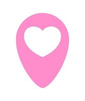 heart icon in pink pin point isolated on white, pointer white heart shape for position marker, cute heart simple with pin point symbol, pin pointer for love location place or direction idea vector