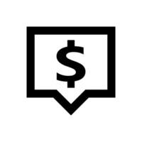 dollar currency symbol in speech bubble square shape for icon, black dollar money for app symbol isolated on white, currency digital dollar icon for financial concept vector