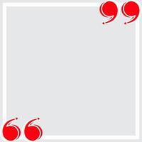 banner frame gray with red quotation symbol, quote box frame simple and cute, quote boxes for template design text info, speech bubble square frame and bracket red for a copy space, commas frame vector