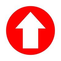 arrow pointing up white in circle red for icon flat isolated on white, circle with up arrow for button interface app, arrow sign of next or download upload concept, arrow simple symbol for direction vector